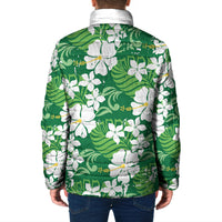 Green Hawaiian Hibiscus Monstera Padded Jacket Grunge Stylized LT01 - Polynesian Pride