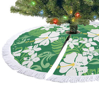 Green Hawaiian Hibiscus Monstera Tree Skirt Grunge Stylized LT01 - Polynesian Pride