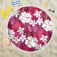 Pink Hawaiian Hibiscus Monstera Beach Blanket Grunge Stylized LT01 One Size 150cm Pink - Polynesian Pride