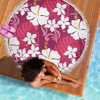 Pink Hawaiian Hibiscus Monstera Beach Blanket Grunge Stylized LT01 - Polynesian Pride