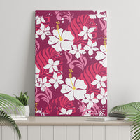 Pink Hawaiian Hibiscus Monstera Canvas Wall Art Grunge Stylized LT01 - Polynesian Pride