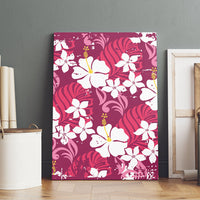 Pink Hawaiian Hibiscus Monstera Canvas Wall Art Grunge Stylized LT01 - Polynesian Pride