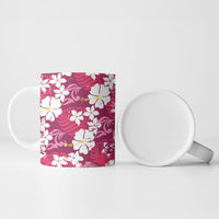 Pink Hawaiian Hibiscus Monstera Ceramic Mug Grunge Stylized LT01 - Polynesian Pride