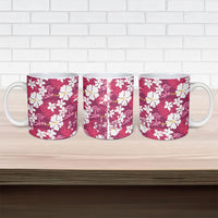 Pink Hawaiian Hibiscus Monstera Ceramic Mug Grunge Stylized LT01 - Polynesian Pride