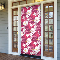 Pink Hawaiian Hibiscus Monstera Door Cover Grunge Stylized LT01 - Polynesian Pride