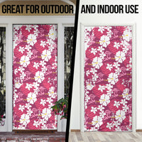Pink Hawaiian Hibiscus Monstera Door Cover Grunge Stylized LT01 - Polynesian Pride