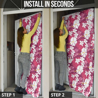 Pink Hawaiian Hibiscus Monstera Door Cover Grunge Stylized LT01 - Polynesian Pride