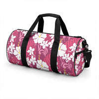 Pink Hawaiian Hibiscus Monstera Duffle Bag Grunge Stylized LT01 - Polynesian Pride