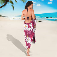 Pink Hawaiian Hibiscus Monstera Sarong Grunge Stylized LT01 - Polynesian Pride