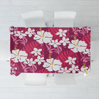Pink Hawaiian Hibiscus Monstera Tablecloth Grunge Stylized LT01 Pink - Polynesian Pride