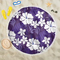Purple Hawaiian Hibiscus Monstera Beach Blanket Grunge Stylized LT01 One Size 150cm Purple - Polynesian Pride