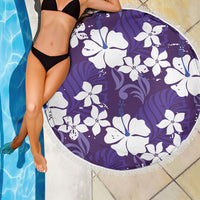 Purple Hawaiian Hibiscus Monstera Beach Blanket Grunge Stylized LT01 - Polynesian Pride