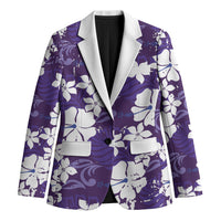 Purple Hawaiian Hibiscus Monstera Blazer Grunge Stylized LT01 Unisex Purple - Polynesian Pride