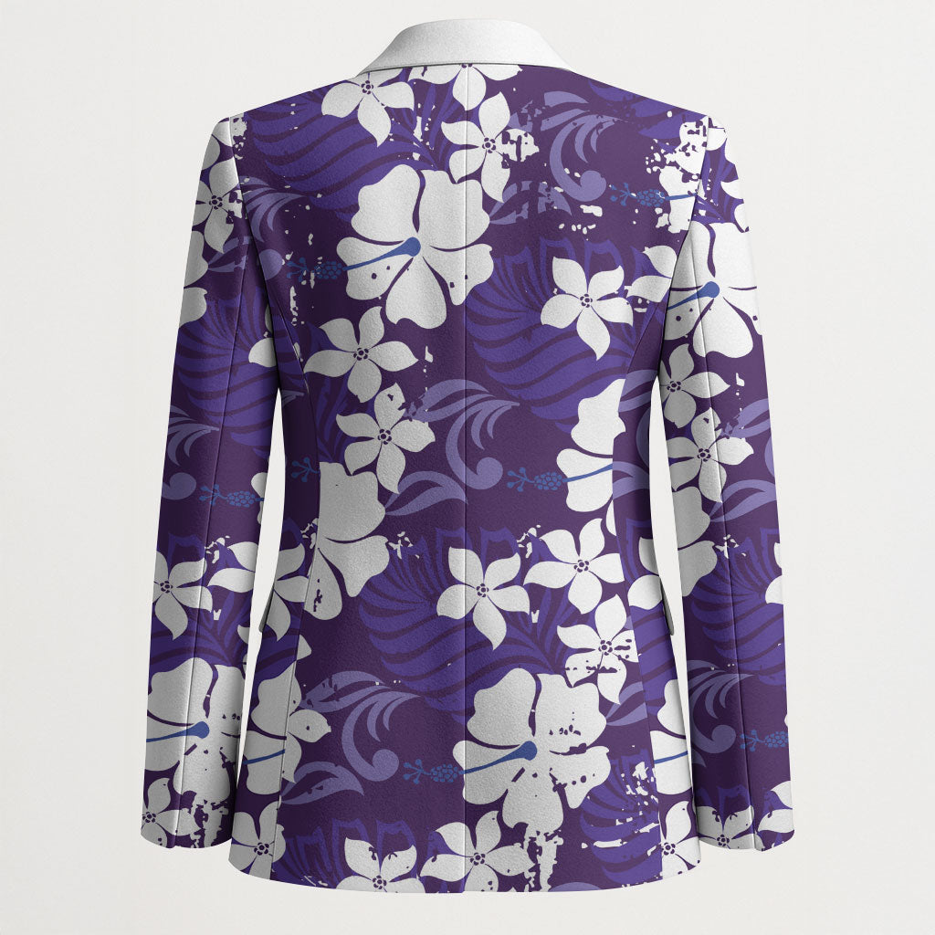 Purple Hawaiian Hibiscus Monstera Blazer Grunge Stylized LT01 - Polynesian Pride