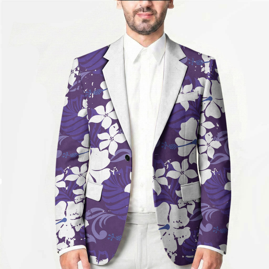 Purple Hawaiian Hibiscus Monstera Blazer Grunge Stylized LT01 - Polynesian Pride