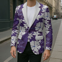Purple Hawaiian Hibiscus Monstera Blazer Grunge Stylized LT01 - Polynesian Pride