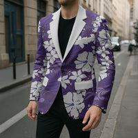 Purple Hawaiian Hibiscus Monstera Blazer Grunge Stylized LT01 - Polynesian Pride