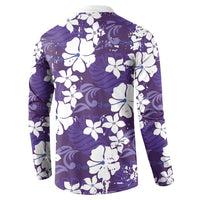Purple Hawaiian Hibiscus Monstera Button Sweatshirt Grunge Stylized LT01 - Polynesian Pride
