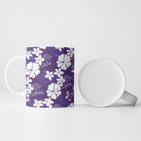 Purple Hawaiian Hibiscus Monstera Ceramic Mug Grunge Stylized LT01 - Polynesian Pride