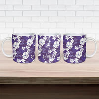 Purple Hawaiian Hibiscus Monstera Ceramic Mug Grunge Stylized LT01 - Polynesian Pride