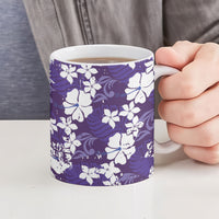 Purple Hawaiian Hibiscus Monstera Ceramic Mug Grunge Stylized LT01 - Polynesian Pride