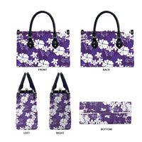Purple Hawaiian Hibiscus Monstera Leather Bag Grunge Stylized LT01 - Polynesian Pride