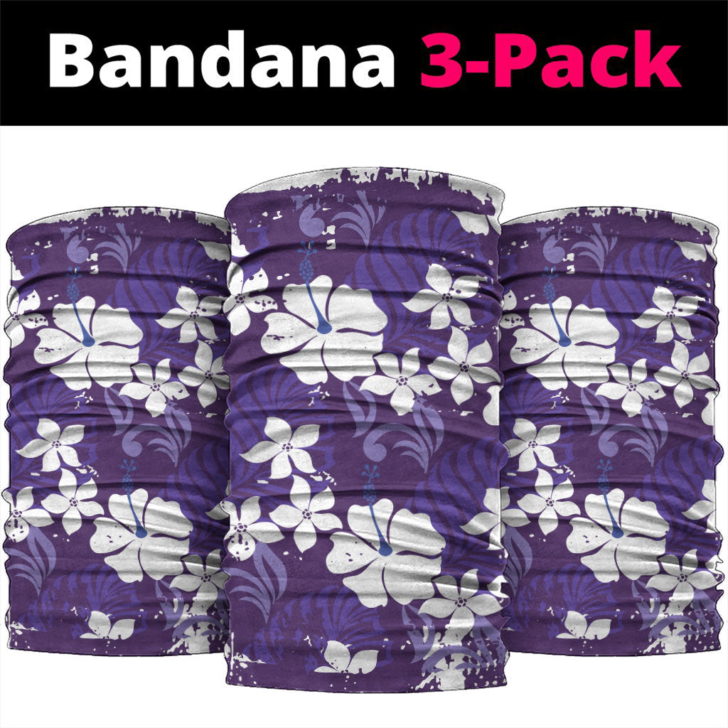 Purple Hawaiian Hibiscus Monstera Neck Gaiter Grunge Stylized