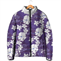 Purple Hawaiian Hibiscus Monstera Padded Jacket Grunge Stylized LT01 - Polynesian Pride