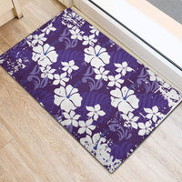 Purple Hawaiian Hibiscus Monstera Rubber Doormat Grunge Stylized LT01 - Polynesian Pride