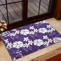 Purple Hawaiian Hibiscus Monstera Rubber Doormat Grunge Stylized LT01 - Polynesian Pride