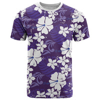 Purple Hawaiian Hibiscus Monstera T Shirt Grunge Stylized LT01 Purple - Polynesian Pride