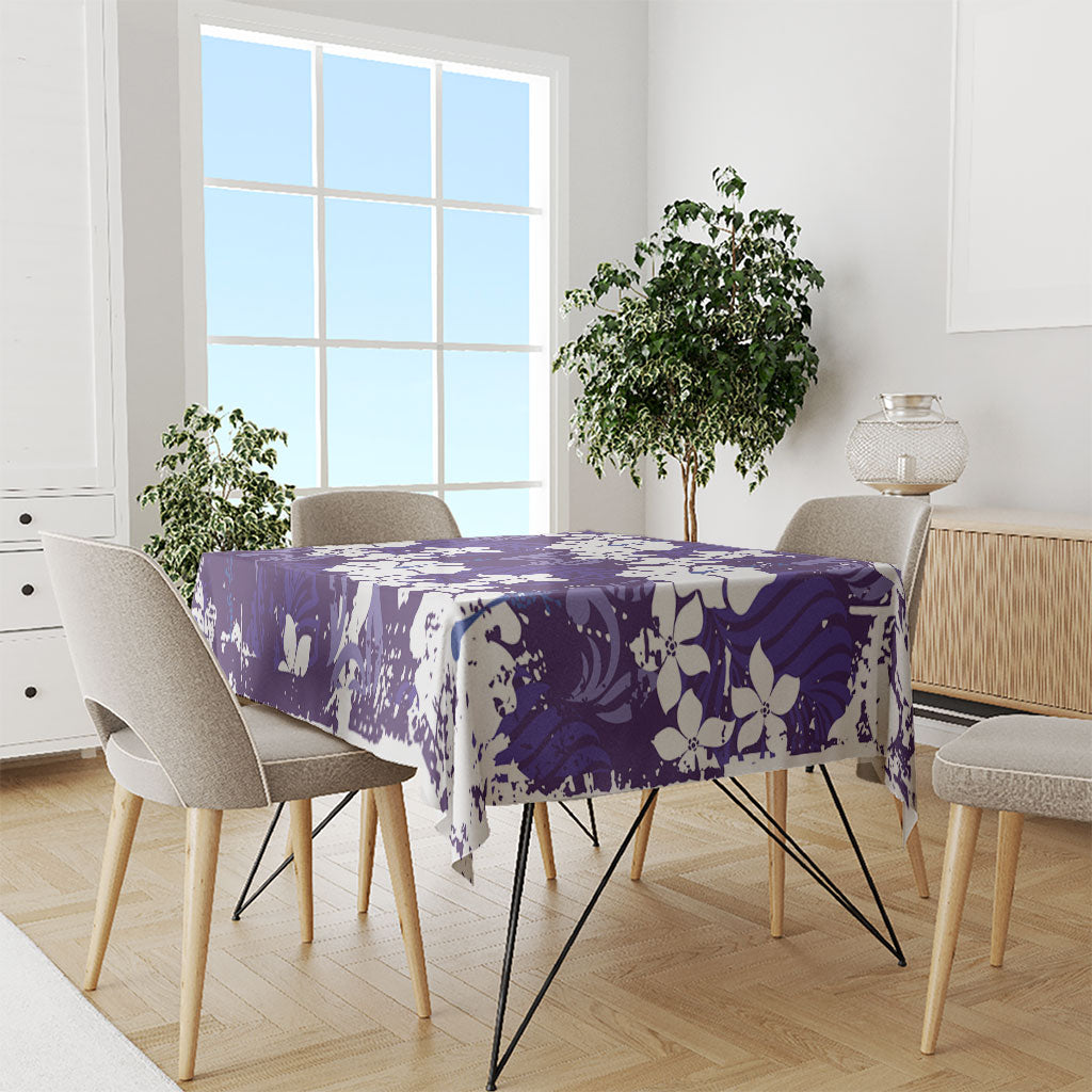 Purple Hawaiian Hibiscus Monstera Tablecloth Grunge Stylized LT01 - Polynesian Pride