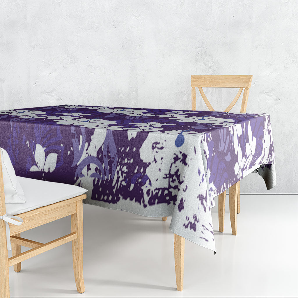 Purple Hawaiian Hibiscus Monstera Tablecloth Grunge Stylized LT01 - Polynesian Pride