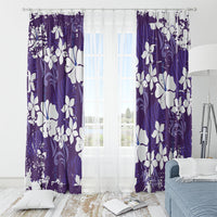 Purple Hawaiian Hibiscus Monstera Window Curtain Grunge Stylized LT01 - Polynesian Pride