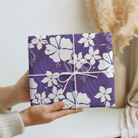 Purple Hawaiian Hibiscus Monstera Wrapping Paper Grunge Stylized LT01 - Polynesian Pride