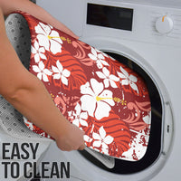 Red Hawaiian Hibiscus Monstera Bathroom Set Grunge Stylized LT01 - Polynesian Pride