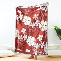 Red Hawaiian Hibiscus Monstera Blanket Grunge Stylized LT01 - Polynesian Pride