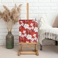Red Hawaiian Hibiscus Monstera Canvas Wall Art Grunge Stylized LT01 - Polynesian Pride