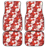 Red Hawaiian Hibiscus Monstera Car Mats Grunge Stylized LT01 - Polynesian Pride