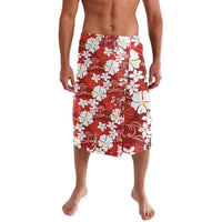 Red Hawaiian Hibiscus Monstera Lavalava Grunge Stylized LT01 Red - Polynesian Pride
