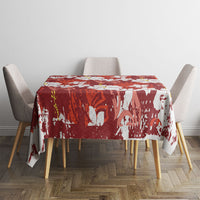 Red Hawaiian Hibiscus Monstera Tablecloth Grunge Stylized LT01 - Polynesian Pride