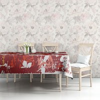 Red Hawaiian Hibiscus Monstera Tablecloth Grunge Stylized LT01 - Polynesian Pride