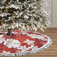 Red Hawaiian Hibiscus Monstera Tree Skirt Grunge Stylized LT01 - Polynesian Pride