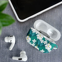 Teal Hawaiian Hibiscus Monstera AirPods Case Grunge Stylized LT01 - Polynesian Pride
