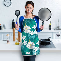 Teal Hawaiian Hibiscus Monstera Apron Grunge Stylized LT01 - Polynesian Pride