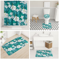 Teal Hawaiian Hibiscus Monstera Bathroom Set Grunge Stylized LT01 - Polynesian Pride