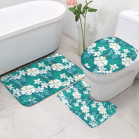 Teal Hawaiian Hibiscus Monstera Bathroom Set Grunge Stylized LT01 - Polynesian Pride