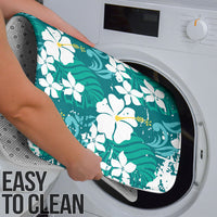 Teal Hawaiian Hibiscus Monstera Bathroom Set Grunge Stylized LT01 - Polynesian Pride
