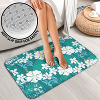 Teal Hawaiian Hibiscus Monstera Bathroom Set Grunge Stylized LT01 - Polynesian Pride