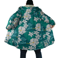 Teal Hawaiian Hibiscus Monstera Cloak Grunge Stylized LT01 - Polynesian Pride
